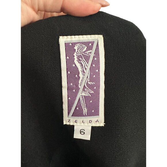 ZELDA Vintage Black Lace Paneled Long Sleeve Jacket Blazer Size 6 - Picture 7 of 7